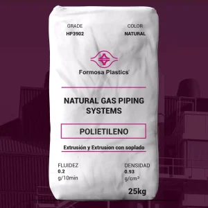 Nombre del producto: PE - MDPE - MFI0.2 - FORMOSA - FORMOLENE HP3902 Marca: Formosa Plastics Categoría: Polietileno Color: Natural Características físicas: - Fluidez: 0.2 g/10 min - Densidad: 0.93 g/cm³ - Presentación: Saco de 25 kg Uso y funcionalidad: - Diseñado para sistemas de tuberías de gas natural. - Aplicaciones sugeridas: - Tubería de distribución de gas - Sistemas de tuberías industriales Diferenciadores técnicos: - Resistencia a la propagación de grietas lentas. - Buenas propiedades mecánicas a largo plazo. - Contiene estabilizador UV. - Cumple con normas ASTM, CSA, PPI y NSF. Propiedades nominales (presentadas): - Resistencia de tracción a la rotura: 4800 psi (33 MPa) - Alargamiento máximo: >500% - Módulo de flexión: 110,000 psi (760 MPa) - Temperatura de fragilidad: < -130 °F (< -90 °C) - Base de diseño hidrostático: 1250 psi (8.6 MPa) a 73 °F (23 °C) Nota: Las propiedades reportadas son típicas del producto pero no deben usarse para fines de especificación.