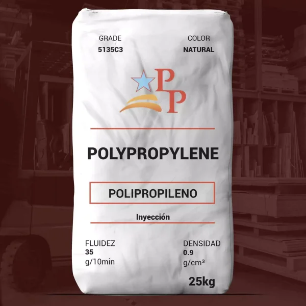 Nombre del producto: PP - RANDOM - MFI35 - PINNACLE POLYMERS - 5135C3 Categoría: Polipropileno Marca: Pinnacle Polymers Características del producto: - **Material:** Polipropileno - **Color:** Natural - **Tamaño:** 25 kg por bolsa - **Fluidez (Melt Flow Rate):** 35 g/10 min - **Densidad:** 0.9 g/cm³ Uso y funcionalidad: Este polipropileno está diseñado para aplicaciones de moldeo por inyección, proporcionando ciclo rápido y mejor claridad, además de mejorar la procesabilidad. Propiedades típicas: - **Resistencia al impacto (Notched Izod):** 1.3 ft-lb/in - **Temperatura de deflexión térmica:** 160°F (71°C) - **Tensiones de rendimiento:** 3800 psi (26.2 MPa) Elementos técnicos destacados: - Tecnología UNIPOL para lograr propiedades físicas consistentes. - Cumple con requisitos de CFR para polímeros olefínicos.