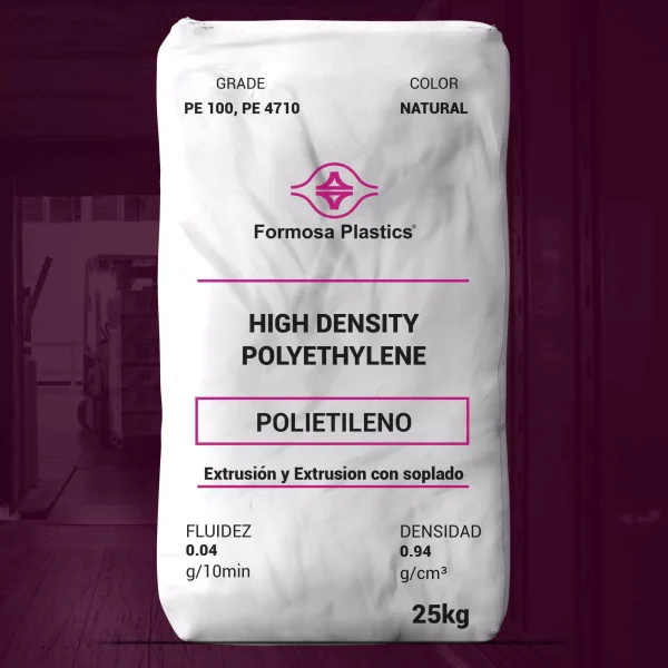 Nombre del producto: Formolene® E6210C Marca: Formosa Plastics Categoría: Polietileno **Características del producto:** - **Material**: Polietileno de alta densidad (HDPE) - **Color**: Natural - **Peso**: 25 kg **Propiedades físicas:** - **Fluidez**: 0.04 g/10 min - **Densidad**: 0.94 g/cm³ **Usos sugeridos:** - Sistemas de agua potable - Recolección y distribución de petróleo y gas - Aplicaciones químicas, industriales y mineras - Sistemas de alcantarillado **Normativas y características técnicas:** - Cumple con NSF 14 y 61 para sistemas de agua potable - Clasificación de celda: 445574C CC2 según ASTM D3350 - Resina PE 4710 con HDB de 1,600 psi a 73°F y 1,000 psi a 140°F **Diferenciadores:** - Contiene un paquete de aditivos mejorado para resistencia oxidativa - Cumple con requisitos para compuestos PE 100 según ISO 9080 y ISO 12162 **Observaciones adicionales:** - Uso recomendado para extrusión y soplado.