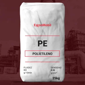 Nombre del producto: PE - MFI3.5 - Exceed m 3518PA - ExxonMobil (Con Aditivos) Categoría: Polietileno Atributos del producto: - Marca: ExxonMobil - Material: Polietileno - Tipo de polietileno: PE - Fluidez: 3.5 g/10min - Densidad: 0.92 g/cm³ - Peso: 25 kg Características visibles: - Color: Blanco - Diseño: Bolsa con etiquetado claro y sencillo - Componentes: Aditivos incluidos Funcionalidad: - Utilizado como materia prima en la fabricación de diversos productos de polietileno. - Específicamente diseñado para aplicaciones que requieren características de fluidez y densidad. Textos visibles: - “ExxonMobil” - “PE” - “POLIETILENO” - “FLUIDEZ 3.5 g/10min” - “DENSIDAD 0.92 g/cm³” - “25kg”