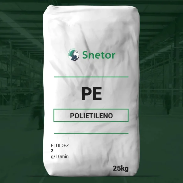 Nombre del producto: PE - LD - MFI 2 - 102 CSB Categoría: Polietileno Marca: Snetor Material: Polietileno (PE) Peso: 25 kg Fluidez: 2 g/10 min Características visuales: - Presentación en bolsa de gran tamaño - Etiqueta visible con información clara - Fondo blanco con texto en verde Funcionalidad: - Utilizado en aplicaciones industriales y de manufactura, específicamente para el procesamiento de plásticos. Diferenciadores técnicos: - Especificación de fluidez, indicando su comportamiento en procesos de fusión y moldeo. No hay información adicional sobre el color, tamaño específico más allá del peso o elementos de diseño adicionales visibles en la imagen.