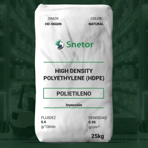 Nombre del producto: HDPE SNETOR HD-0660N Categoría: Polietileno Marca: Snetor **Características del producto:** - **Material:** Polietileno de alta densidad (HDPE) - **Color:** Natural - **Tamaño:** 25 kg **Propiedades Nominales:** - **Fluidez:** 6.6 g/10 min - **Densidad:** 0.95 g/cm³ **Información adicional:** - **Uso:** Inyección - **Aplicaciones recomendadas:** Productos industriales, tapas de baldes, aplicaciones automotrices, partes espumadas **Especificaciones adicionales:** - **Gramaje:** HD-0660N - **Información de contacto:** - **Email:** plastics@snetor.fr - **Teléfono:** +33 1 49 04 88 88 **Disclaimer:** La información es precisa según el conocimiento actual, la responsabilidad del rendimiento recae en el cliente.