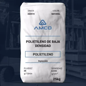 Nombre del producto: PE - LDPE - MFI26 - AMCO - PRIMATOP 260919 Categoría: Polietileno Marca: Amco Polymers Forma: Pellets Tamaño del envase: 25 kg Color: Natural Características: - Material: Polietileno de Baja Densidad (LDPE) - Fluidez: 26 g/10 min - Densidad: 0.919 g/cm³ - Método de procesamiento: Inyección Usos: - Fabricación de tapas - Compounding Regulaciones: - Certificación FDA 21 CFR 177.1520 Características adicionales: - Buena flexibilidad - Buena procesabilidad Observaciones: - La información técnica proporcionada es solo para fines informativos y no constituye una garantía de uso. - La pigmentación puede afectar ciertas propiedades del material. Diferenciadores técnicos: - Capacidad de alta fluidez adecuada para inyección. - Propiedades mecánicas óptimas como resistencia y elongación. Este producto es adecuado para aplicaciones generales en la industria de plásticos y la manufactura de productos moldeados.
