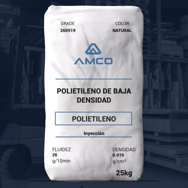 Nombre del producto: PE - LDPE - MFI26 - AMCO - PRIMATOP 260919 Categoría: Polietileno Marca: Amco Polymers Forma: Pellets Tamaño del envase: 25 kg Color: Natural Características: - Material: Polietileno de Baja Densidad (LDPE) - Fluidez: 26 g/10 min - Densidad: 0.919 g/cm³ - Método de procesamiento: Inyección Usos: - Fabricación de tapas - Compounding Regulaciones: - Certificación FDA 21 CFR 177.1520 Características adicionales: - Buena flexibilidad - Buena procesabilidad Observaciones: - La información técnica proporcionada es solo para fines informativos y no constituye una garantía de uso. - La pigmentación puede afectar ciertas propiedades del material. Diferenciadores técnicos: - Capacidad de alta fluidez adecuada para inyección. - Propiedades mecánicas óptimas como resistencia y elongación. Este producto es adecuado para aplicaciones generales en la industria de plásticos y la manufactura de productos moldeados.
