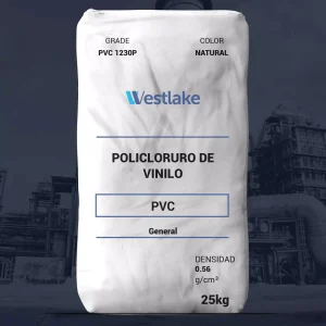 Nombre del producto: PVC 1230P Marca: Westlake Categoría: Policloruro de Vinilo Atributos del producto: - Color: Natural - Densidad: 0.56 g/cm³ - Presentación: Bolsa de 25 kg Detalles técnicos: - Grado: PVC 1230P - Tipo de material: Polímero de PVC - Aplicaciones sugeridas: Compounds de PVC rígido, extrusión de tuberías y conduits Características destacadas: - Fluidez: Libre (observación visual) - Tamaño de partícula: - A través de malla 40 (% mínimo): 99.0 - A través de malla 200 (% máximo): 4.0 - Clasificación ASTM: GP3-16040 Información adicional: - Viscosidad inherente: 0.89 (ASTM D5225) - Viscosidad relativa: 2.17 (1.0% en ciclohexanona @25°C) Uso funcional: Ideal para la producción de productos rígidos de PVC mediante extrusión.