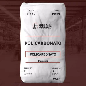 Nombre del producto: PC - MFI24 - SINOPEC - CH210-0-L Categoría: Policarbonato Características del producto: - Material: Policarbonato - Color: Natural - Tamaño: 25 kg - Fluidez: 24 g/10 min - Densidad: 1.2 g/cm³ - Tipo: Inyección Elementos técnicos: - Grado: 210-0-L - Marca: SINOPEC Uso y funcionalidad: - Este policarbonato es adecuado para aplicaciones de inyección, lo que sugiere su uso en la fabricación de piezas moldeadas y aplicaciones industriales.