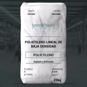 Nombre del producto: PE - LLDPE - MFI2 - LYONDELLBASELL - PETROTHENE GA1820 Marca: LyondellBasell Categoría: Polietileno Color: Natural Características del producto: - Tipo de material: Polietileno lineal de baja densidad - Fluidez (Melt Flow Rate): 2 g/10 min - Densidad: 0.918 g/cm³ - Tamaño del paquete: 25 kg Uso y funcionalidad: - Procesos de fabricación: Soplado y Extrusión - Aplicaciones: Bolsas, forros de bidones, películas para empaques de alimentos, películas de laminación, etc. Diferenciadores técnicos: - Producto diseñado para aplicaciones que requieren excelente resistencia y homogeneidad. - Facilita el almacenamiento y manejo seguro. - Se puede utilizar en extrusión de película tanto soplada como fundida. Funciones adicionales: - Permite un uso seguro en productos alimentarios. - Cumple con regulaciones para un manejo adecuado. Información adicional: Para más detalles, consultar la ficha técnica del producto o el boletín de gestión de producto.