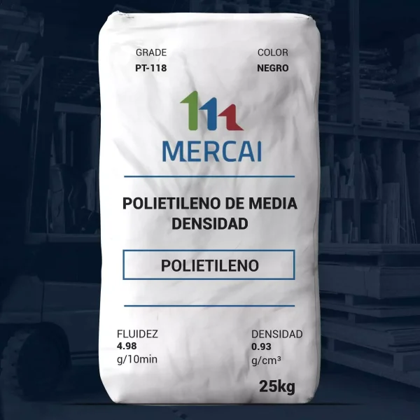 Nombre del producto: PE - MDPE - MFI4.98 - MERCAI - PT-118 Categoría: Polietileno Marca: MERCAI Color: Negro Presentación: Pulverizado Embalaje: Súpersaco Peso: 25 kg Propiedades: - Índice de fluidez: 4.98 g/10 min (ASTM D1238) - Densidad: 0.93 g/cm³ (ASTM D792) - Tamaño de partícula: 5.056% (ASTM D1921) Descripción: MDPE combina rigidez y flexibilidad, ideal para moldeo rotacional. Contiene aditivos y protector UV. Nota: Los resultados son de evaluaciones a pequeña escala y pueden variar en la aplicación del cliente. La responsabilidad de la evaluación recae en el cliente.