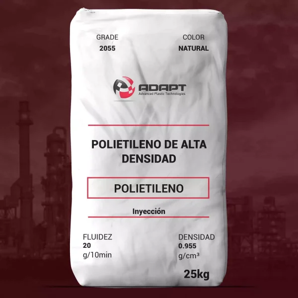 Nombre del producto: PE - HDPE - MFI20 - ADAPT - 2055 Categoría: Polietileno Marca: ADAPT Color: Natural Tamaño de presentación: 25 kg **Características del producto:** - Material: Polietileno de alta densidad (HDPE) - Fluidez: 20 g/10 min - Densidad: 0.955 g/cm³ - Aplicación: Inyección **Propiedades mecánicas:** - Módulo de flexión (2% secante): 960 MPa - Impacto Izod (23°C): 28 J/m - Alargamiento a la ruptura (23°C): 9% **Otras propiedades:** - Dureza Shore D: 69 - HDT (66 psi): 71°C **Forma de suministro:** - Entregado en forma de pellets - Unidad de embalaje: Bolsa a granel de 600 kg sobre paleta - Almacenamiento: No almacenar al aire libre; adecuado para zonas secas con control de temperatura **Advertencias:** Los resultados provienen de evaluaciones en laboratorio y pueden variar. La responsabilidad final recae en el cliente para la evaluación de la idoneidad y rendimiento del producto.