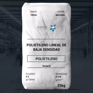 Nombre del producto: PE - LLDPE - MFI3.2 - SASOL - LHF 1832X Categoría: Polietileno Marca: Sasol Color: Natural Peso: 25 kg **Propiedades del producto:** - Fluidez (Melt Index): 3.2 g/10min - Densidad: 0.918 g/cm³ **Características:** - Copolímero de LLDPE (Polietileno lineal de baja densidad) - Excelentes propiedades de tracción, punctura y resistencia - Fuerza de sujeción excepcional - Superior capacidad de desenrollado **Aplicaciones:** - Película de estiramiento para unitización de paletas - Envoltura de cling **Aditivos:** - Antioxidante - Libre de TNPP **Elementos técnicos relevantes:** - Fabricación para película monolayer y coextruida - Buena estabilidad térmica a altas temperaturas - Se recomienda protección contra el contacto con polímeros fundidos - Manejo y almacenamiento lejos de fuentes de ignición **Almacenamiento:** - Proteger de la luz solar directa - Almacenar en un área fresca y seca (<25°C) **Advertencias:** - Los resinas de polietileno pueden arder si tienen suficiente calor y oxígeno - Consultar la hoja de datos de seguridad para más detalles Este producto es formulado para su uso en varias aplicaciones industriales, y se recomienda realizar pruebas experimentales para verificar su idoneidad en cada aplicación específica.