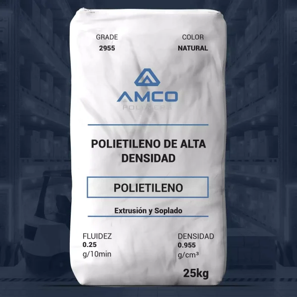 Nombre del producto: PE - HDPE - MFI0.25 - AMCO - PRIMATOP 002955 Categoría: Polietileno Marca: AMCO Polymers Grado: 2955 Color: Natural Uso: Extrusión y soplado Cantidad: 25 kg Características del producto: - Material: Polietileno de alta densidad (HDPE) - Fluidez: 0.25 g/10 min - Densidad: 0.955 g/cm³ - Aplicaciones: Adecuado para contacto con alimentos, moldeo por soplado, extrusión de láminas Propiedades técnicas: - Resistencia al agrietamiento por esfuerzo ambiental (ESCR): - 35.0 hr (100% Igepal, F50) - 45.0 hr (F50) - Resistencia a la tracción (rendimiento): 27.6 MPa - Alargamiento a la ruptura: > 600 % - Módulo de flexión: 1380 MPa - Temperatura de fragilidad: < -84.4 °C Información adicional: - Estado del material: Comercial, Activo - Método de procesamiento: Moldeo por soplado, Extrusión de láminas, Termoformado - Notas de seguridad: Este producto no está garantizado como específico y debe probarse en condiciones de uso. Observaciones: Las propiedades típicas presentadas no deben considerarse como especificaciones.