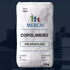 Nombre del producto: PP - COPP - MFI20 - MERCAI - POLIPROPILENO COPOLIMERO PRIME Categoría: Polipropileno Atributos del producto: - Material: Polipropileno copolimero - Color: Blanco (en el embalaje) - Tamaño: 25 kg - Densidad: 0.94 g/cm³ - Fluidez: 20 g/10min - Marca: MERCAI Detalles técnicos: - Tipo de producto: Grado PRIME - Información visible en el etiquetado: "COPOLIMERO POLIPROPILENO" Uso y funcionalidad: - Este material se utiliza comúnmente en aplicaciones industriales y de fabricación debido a sus propiedades mecánicas y de fluidez. Diferenciadores: - Grado PRIME sugiere una calidad superior en comparación con otros grados de polipropileno.