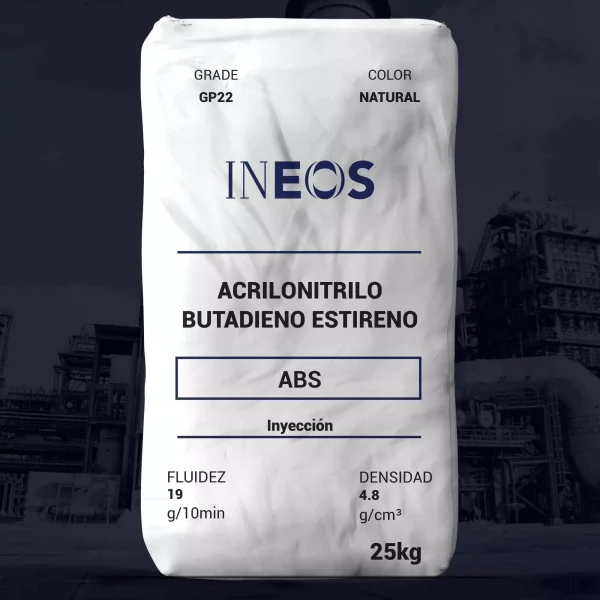 Nombre del producto: ABS - MFI19 - INEOS - GP-22 Marca: INEOS Categoría: Acrilonitrilo Butadieno Estireno (ABS) Color: Natural Peso: 25 kg **Características Técnicas:** - Fluidez: 19 g/10min - Densidad: 4.8 g/cm³ **Uso y Funcionalidad:** - Aplicación: Inyección - Material: Alta resistencia al impacto y a la distorsión por calor - Sector: Especialmente para carcasas **Detalles Estructurales:** - Forma de entrega: En bolsa - Propiedades adicionales: Platable **Conclusión:** Este producto es un grado de ABS adecuado para inyección, ideal para diversas aplicaciones donde se requiere durabilidad y resistencia.