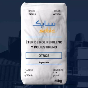 Nombre del producto: OTR - MFI4 - SABIC - PPE+PS LTA6020 Marca: SABIC Categoría: Otros Color: Natural Tamaño: 25 kg Material: Éter de polifenileno (PPE) + Poliestireno (PS) Características: - Fluidez: 4 g/10 min - Densidad: 1.13 g/cm³ - Tipo de procesamiento: Inyección Funcionalidad: Material indicado para aplicaciones en cajas de conexión solar / fotovoltaica y recintos eléctricos al aire libre. Diferenciadores técnicos: - Compuesto no reforzado - No contiene retardantes de llama bromados ni clorados - Excelente estabilidad dimensional en un amplio rango de temperaturas - Baja absorción de humedad - Retención de propiedades mecánicas a largo plazo Instrucciones: Se recomienda seguir las directrices de procesamiento para asegurar un rendimiento óptimo.