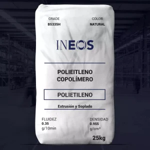 Nombre del producto: PE - HDPE - MFI0.35 - INEOS - B5335H Categoría: Polietileno Marca: INEOS Características físicas y técnicas: - Tipo: Polietileno Copolímero - Color: Natural - Densidad: 0.955 g/cm³ - Fluidez: 0.35 g/10 min - Presentación: Bolsa de 25 kg Funciones y aplicaciones: - Recomendado para aplicaciones de extrusión y soplado - Alta resistencia a la carga y buena resistencia al agrietamiento por estrés ambiental (ESCR) - Cumple con los requisitos de la FDA (21CFR 177.1520) Información adicional: - Incluye advertencias sobre el manejo y uso seguros - Puede requerir registros y notificaciones globales para su uso en contacto con alimentos o dispositivos médicos - Información de seguridad disponible en la Hoja de Datos de Seguridad de Materiales (MSDS) Diferenciadores técnicos: - Aplicaciones en moldes por soplado Nota: Los valores de propiedades pueden variar y no deben ser utilizados para fines de especificación.