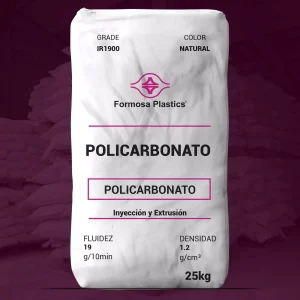 Nombre del producto: PC - MFI19 - FORMOSA - TARFLON IR1900 Categoría: Policarbonato Marca: Formosa Plastics Color: Natural Peso: 25 kg **Propiedades Técnicas:** - Fluidez: 19 g/10min - Densidad: 1.2 g/cm³ **Uso:** - Aplicaciones en inyección y extrusión. - Material apto para normativa NSF/ANSI estándar 51, apto para equipos de alimentos. **Diferenciadores:** - Policarbonato con buena propiedad de desmoldeo. - Material adecuado para condiciones de alta temperatura (RTI eléctrico: 130 °C). **Condiciones de Molienda:** - Presecado: 120 °C, 5-8 horas. - Temperatura del cilindro: 260-300 °C (Máx. 320 °C). - Temperatura del molde: 80-120 °C. Esta información técnica es proporcionada con fines informativos y no garantiza valores específicos.