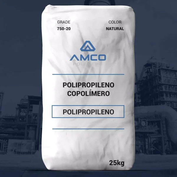 Nombre del producto: PP - COPP - MFI20 - AMCO - PRIMATOP 750-20 Categoría: Polipropileno Marca: AMCO Material: Polipropileno copolímero Color: Natural Peso: 25 kg Grado: 750-20 Características técnicas destacadas: - Material específico: polipropileno copolímero. - Presentación en bolsa de 25 kg. - Usos indicados para industrias que requieren plásticos de calidad.
