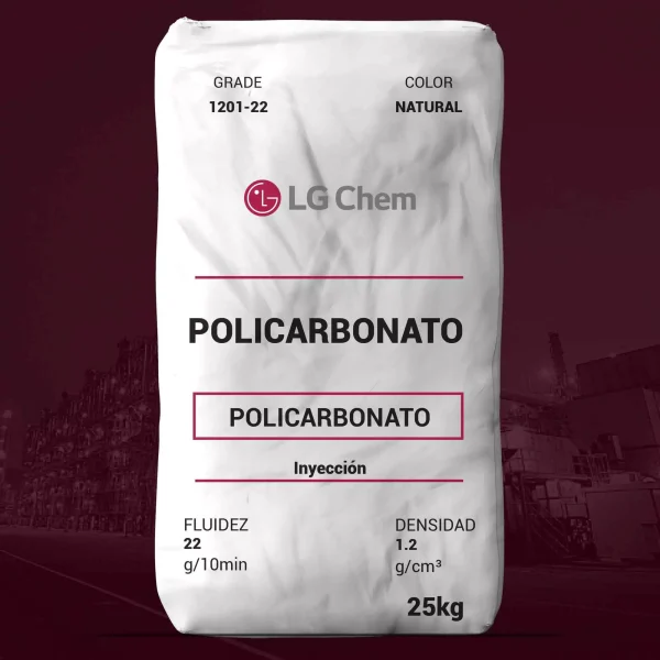 Nombre del producto: Policarbonato Marca: LG Chem Categoría: Policarbonato Características clave: - Fluidez: 22 g/10min - Densidad: 1.2 g/cm³ - Color: Natural Presentación: - Peso: 25 kg Descripción: - Material diseñado para aplicaciones de inyección, especialmente en moldes relacionados con la FDA. Propiedades físicas: - Usos: En artículos de contacto con alimentos, packaging, electrodomésticos, y bienes diversos. - Información adicional: Cumple regulaciones de seguridad alimentaria. Elementos técnicos destacados: - Material apto para utilizar en procesos de inyección, con alta fluidez y transparencia. Valor adicional: - Este policarbonato es ideal para manufacturas que requieren cumplimiento normativo y estándares de buenas prácticas de manufactura.
