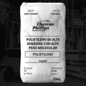 Nombre del producto: PE - HDPE - MFI10 - CHEVRON PHILLIPS - PRIMATOP 1000950 Categoría: Polietileno Marca: Chevron Phillips Características del producto: - Material: Polietileno de alta densidad (HMW) - Color: Natural - Estado del material: Comercial (Activo) - Disponibilidad: América del Norte - Aceptable para contacto con alimentos - Buenas propiedades de resistencia a impactos - Buena resistencia al desgarro (Melt Strength) - Alta resistencia a agrietamiento ambiental (ESCR) - Rigidez media Usos del producto: - Tanques agrícolas - Aplicaciones de moldeo por soplado - Piezas de paredes gruesas Información técnica: - Fluidez: 10 g/10 min (Melt Mass-Flow Rate) - Densidad: 0.949 g/cm³ - Resistencia a la tracción (Ruptura): 24.8 MPa - Alargamiento a la rotura: > 600 % - Módulo de flexión: 1170 MPa - Temperatura de fragilidad: < -90.6 °C Método de procesamiento: Moldeo por soplado Calificaciones de agencia: - Cumple con FDA 21 CFR 177.1520 Nota: Las propiedades mencionadas son típicas y no deben considerarse como límites de especificación.