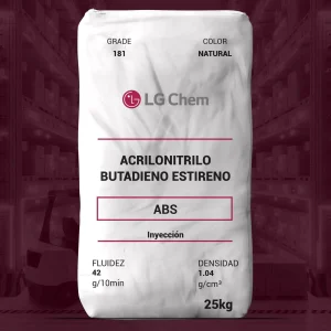 Nombre del producto: ABS - MFI42 - LG CHEM - HP181 NP Categoría: Acrilonitrilo Butadieno Estireno Atributos del producto: - Material: Acrilonitrilo Butadieno Estireno (ABS) - Color: Natural - Tamaño: 25 kg (peso del envase) - Fluidez: 42 g/10min - Densidad: 1.04 g/cm³ - Grado: 181 Detalles técnicos: - Marca: LG Chem - Proceso de uso: Inyección Diferenciadores y elementos técnicos: - El producto es específico para procesos de inyección, lo que indica su funcionalidad en la manufactura de piezas moldeadas. - La fluidez y densidad son características clave que influyen en el rendimiento del material en aplicaciones industriales. No se observaron otros textos visibles en la imagen.