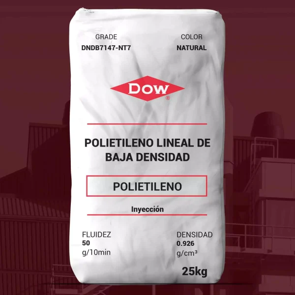 Nombre del producto: DOW™ LLDPE DNDB-7147 NT 7 Categoría: Polietileno Marca: DOW Características del producto: - Material: Polietileno lineal de baja densidad (LLDPE) - Color: Natural - Uso: Inyección - Fluidez: 50 g/10 min - Densidad: 0.926 g/cm³ - Presentación: 25 kg Propiedades técnicas: - Resistencia al impacto a baja temperatura - Rigidez - Resistencia a la fisuración por tensión ambiental Cumple con: - U.S. FDA 21 CFR 177.1520(c)3.1a Aplicaciones: - Contenedores de alimentos - Artículos de uso doméstico - Tapa de productos Diferenciadores: - Distribución de peso molecular muy estrecha - Excelente procesabilidad Nota: Verificar regulaciones y especificaciones adicionales según la aplicación.
