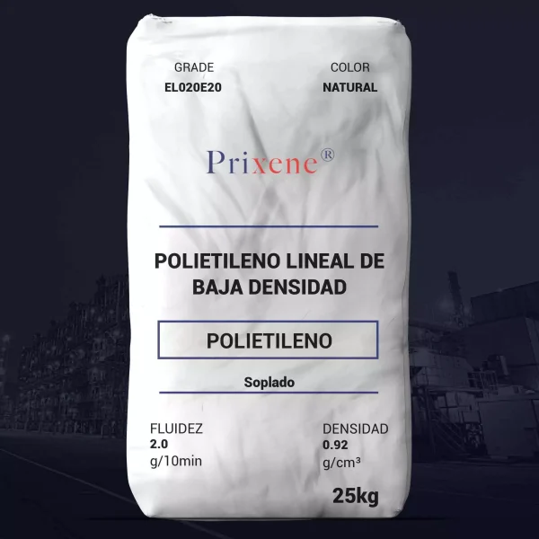 Nombre del producto: PE - LLDPE - MFI2 - PRIXENE - EL020E20 Marca: Prixene Categoría: Polietileno Descripción del producto: El EL020E20 es una resina de Polietileno Lineal de Baja Densidad (LLDPE), diseñada para producción de película por soplado de alto rendimiento. Aplicaciones: - Bolsas - Película - Revestimientos - Empaque en general y de comida Características: - Excelente procesabilidad - Buena fuerza en película - Alto deslizamiento - Buen termo sellado - Alto antibloqueante Propiedades Generales: - Forma: Pellets - Proceso: Extrusión de película por soplado - Contiene aditivos - Cumple con la regulación FDA título 21.CFR177.1520 (.c) 3.1a Especificaciones: - Índice de Fluidez: 2.0 g/10min (ASTM D1238) - Densidad: 0.92 g/cm³ (ASTM D1505) - Fuerza de Tensión MD (Yield): 1,200 psi (8.30 MPa) - Fuerza de Tensión MD (Break): 5,300 psi (36.50 MPa) - Elongación máxima MD: 650% - Modulo Secante MD: 26,000 psi - Resistencia al impacto por dardo: 70 g - Brillo (película soplo): 22 - Nebulosidad: 29% Peso: 25 kg Observaciones: La información es suministrada de buena fe y no debe ser considerada como garantía absoluta. Solo los valores en el certificado de calidad constituyen la garantía del producto.