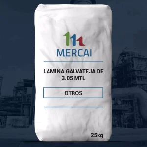 Nombre del producto: LAMINA GALVATEJA DE 3.05 MTL Categoría: Lamina Atributos del producto: - Material: Metal galvanizado - Dimensiones: 3.05 metros (longitud) - Peso: 25 kg - Color: No especificado en la imagen - Diseño: Laminado Texto visible: - Marca: MERCAI - Descripción: LAMINA GALVATEJA DE 3.05 MTL - Información adicional: OTROS Diferenciadores técnicos: - Producto diseñado para uso en construcción. - Propiedades de resistencia y durabilidad típicas de productos galvanizados. Funcionalidad: - Utilizada en techados y estructuras, proporcionando protección y soporte.