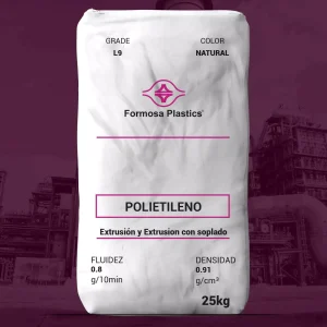 Nombre del producto: PE - LLDPE - MFI0.8 - FORMOSA - FORMOLENE FORMAX L9 Categoría: Polietileno Marca: Formosa Plastics Color: Natural Tamaño: 25 kg Propiedades físicas nominales: - Densidad: 0.91 g/cm³ - Fluidez: 0.8 g/10min Uso sugerido: - Aplicaciones de embalaje industrial - Embalaje de alimentos - Liner industriales - Bolsas de basura para consumidores - Coextrusión Características diferenciadoras: - Alta resistencia - Propiedades mecánicas mejoradas en comparación con resinas LLDPE hexeno - Excelente procesamiento de extrusión - Alta resistencia al impacto y resistencia al desgarro - Características de sellado superiores y buenas propiedades ópticas - Cumple con requisitos de la FDA para contacto con alimentos (21 CFR 177.1520) Adicionales: - Contiene aditivos para propiedades mejoradas como antibloqueo y deslizamiento - Variantes de aditivos disponibles Nota: Las propiedades del film se basan en film soplado de 25 micrones. Las propiedades reales pueden variar según el equipo de extrusión y las condiciones de operación.
