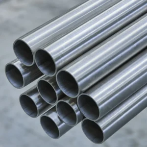 Nombre del producto: Tubo moflero de 1 1/2 cal 18 tramos de 6-6.40mts Categoría: Tubo Atributos del producto: - Material: Acero inoxidable (presumido por el acabado brillante) - Color: Plateado - Tamaño: Diámetro de 1 1/2 pulgadas, longitud de 6-6.40 metros - Forma: Cilíndrica - Diseño: Tubos lisos, sin adornos evidentes Funcionalidad: - Utilizados en construcción o aplicaciones industriales, probablemente para sistemas de drenaje o soporte estructural. Elementos técnicos: - Conexiones: Extremidades abiertas para acoplamiento con otros tubos o accesorios. - Diseño estructural permite una adecuada resistencia y durabilidad. No se identificaron marcas visibles ni textos adicionales en la imagen.