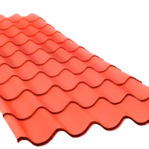 Nombre del producto: GALVATEJA CAL.26 DE 4.10MLS Categoría: Lamina Atributos del producto: - Material: Acero galvanizado - Color: Rojo - Tamaño: 4.10 metros de longitud - Forma: Placas onduladas - Diseño: Ondulado, que permite el drenaje del agua Funcionalidad: - Uso como revestimiento de techos y cubiertas en construcción. Elementos técnicos: - Calibre: 26 - Resistencia a la intemperie gracias al galvanizado. Marcas y textos visibles: - Instrucciones y etiquetas específicas no visibles en la imagen. Diferenciadores: - Diseño que mejora la estética y funcionalidad del techo, facilitando el drenaje del agua. No se identifican características adicionales o informativas en la imagen.